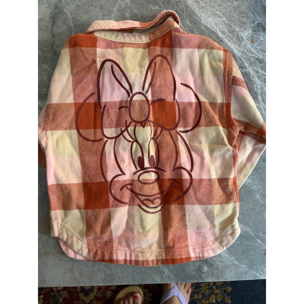 Kids Flannel Shirt 18M Pink Orange Disney Minnie Mouse - Picture 2 of 3